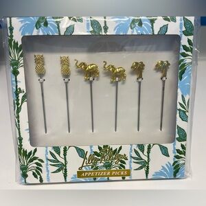 NWT/GWP Lilly Pulitzer Gold Tropical Appetizer Picks